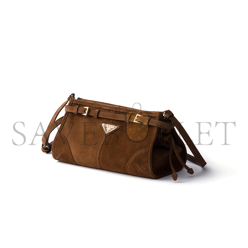 PRADA BONNIE SMALL SUEDE SHOULDER BAG 1BH215 (26*14*12cm)